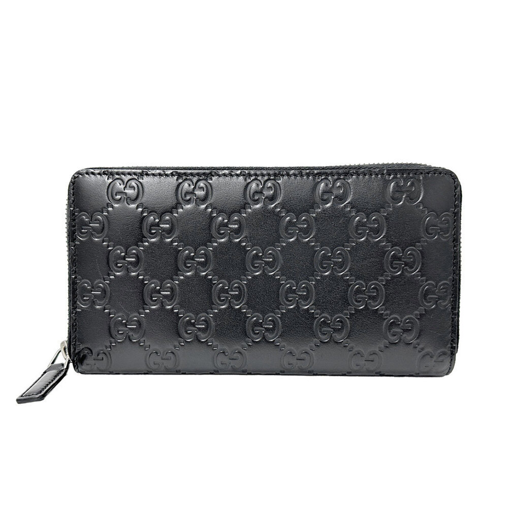Gucci wallet for women and men, brand name, long wallet, Shima leather, black...